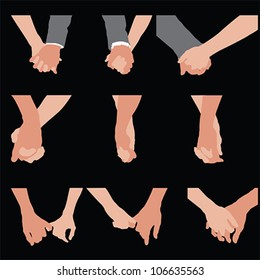 Couples holding hands, vector