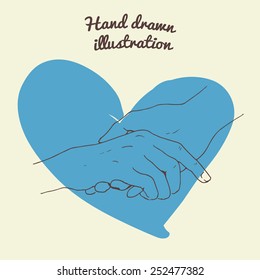 couples holding hands, vector illustration