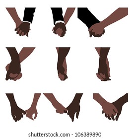 couples holding hands, vector. Love concept. Isolated on white