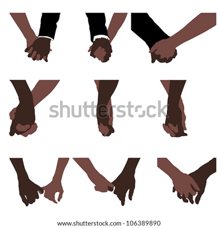 couples holding hands, vector. Love concept. Isolated on white