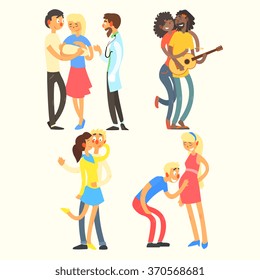Couples in Love Activities, Vector Illustration Set