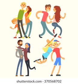 Couples in Love Activities, Vector Illustration Set