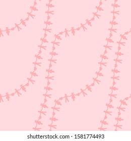 Couples in love garlands. Pink seamless pattern. Romantic vector graphics.