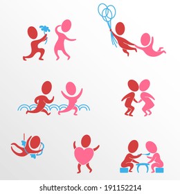 Couples in love as icons / Solid fill illustration in EPS 8 format