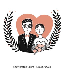 Couples in love. Moments of relaxation the appearance and lifestyle. Collection of hand drawn. Vector illustration in sketch doodle style.