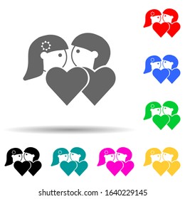 couples in love multi color style icon. Simple glyph, flat vector of family icons for ui and ux, website or mobile application