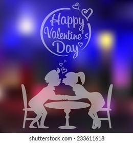 couples in love on blurred background. Happy Valentine's Day.