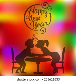 couples in love on blurred background. Happy New Year