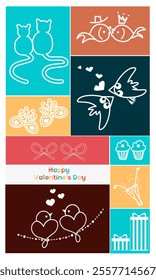 couples in love, postcard, decoration, banner, decoration for Valentine's day, congratulations for lovers, vector graphics, set of elements