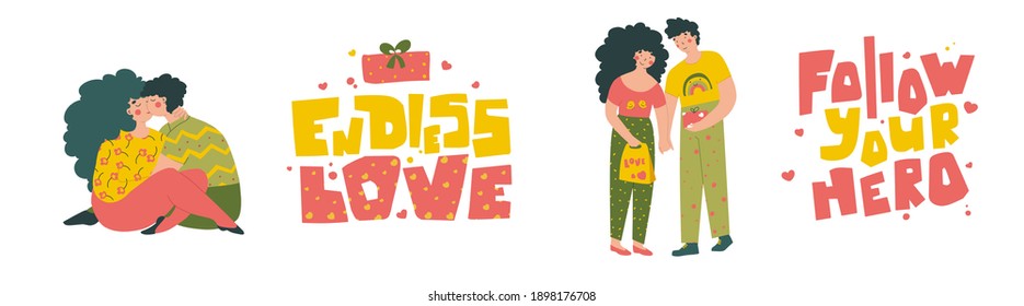 Couples lovers character set, Cartoon people vector illustration.
