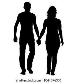 Couples Man Woman Silhouettes On White Stock Vector (Royalty Free ...