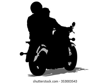 Couples people and sport bike on white background