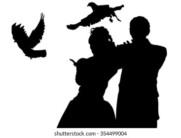 Couples people of wedding on white background