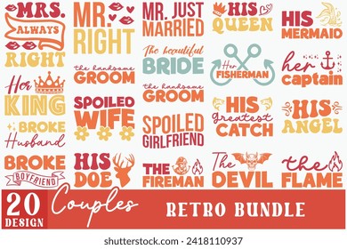 Couples Retro Bundle t shirt design vector