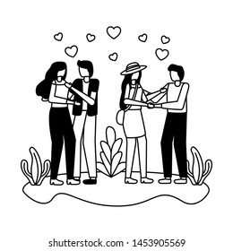 couples romantic love flat design vector illustration