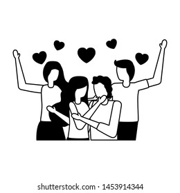 couples romantic love flat design vector illustration