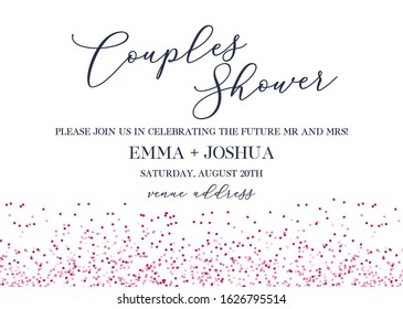 Couples shower hand written calligraphy vector invitation card