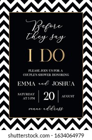 Couple's shower hand written calligraphy vector invitation card