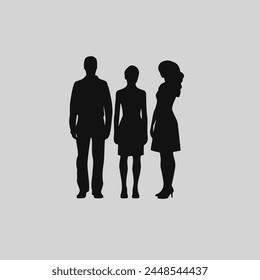 Couples Silhouette Icon in the Plain Background Love, Relationship, Romance, Icon, Together.