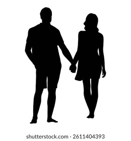 Couples Silhouettes   Man and Woman Black Vector Illustration on White Background