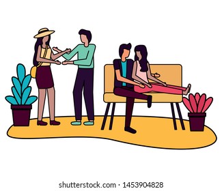 couples sitting on sofa and holding hands romantic love flat design vector illustration