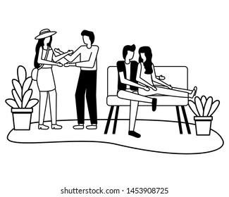 couples sitting on sofa and holding hands romantic love flat design vector illustration