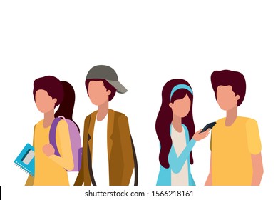 Couples of students design, Relationship love romance holiday and together theme Vector illustration