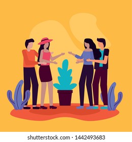 couples talking conversation activities outdoors vector illustration