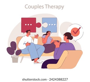 Couples therapy concept. Visual story of communication and problem-solving in a relationship.