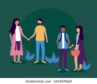 couples together activities in the outdoors vector illustration