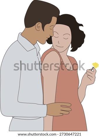 Couples Valentine love care affection illustration