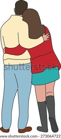 Couples Valentine love care affection illustration