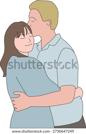 Couples Valentine love care affection illustration