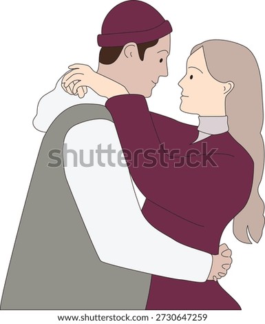 Couples Valentine love care affection illustration