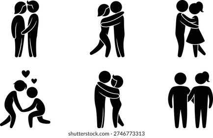 Couples in various affectionate poses demonstrating love and intimacy