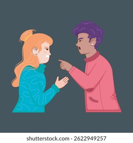 couples who are arguing flat design in isolated background