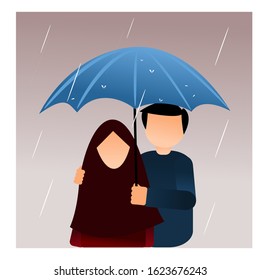 Couples who are in the rain