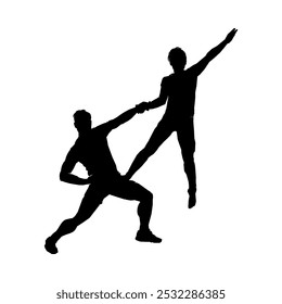 Paare trainieren Stretching Übungen zusammen Silhouette Illustration