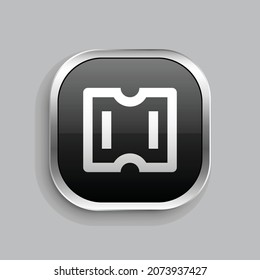 coupon 4 line icon design. Glossy Button style rounded rectangle isolated on gray background. Vector illustration