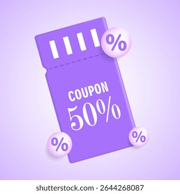 Un Cupón para un 50% de descuento. Ilustración vectorial