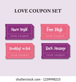 Coupon Book For Boyfriend. Valentine Cards Example. Love Coupon Set. Movie Night, Breakfast In Bed, Free Wish, Back Massage Cards.