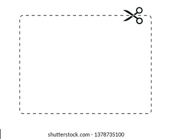 Coupon border sign, scissors, cut lines. Vector illustration.