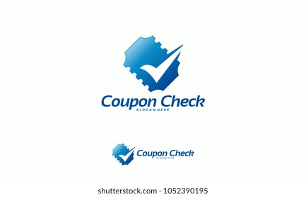 Coupon Check logo designs concept vector, Ticket Check logo template