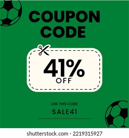 Coupon Code 41%off, Soccer Coupon, 41% off discount soccer sale. 41% percent discount
