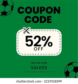 Coupon Code 52%off, Soccer Coupon, 52% off discount soccer sale. 52% percent discount
