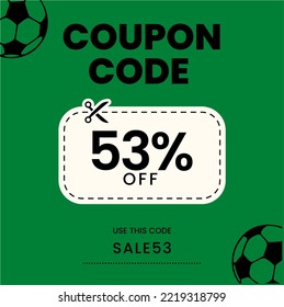Coupon Code 53%off, Soccer Coupon, 53% off discount soccer sale. 53% percent discount
