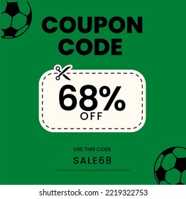 Coupon Code 68%off, Soccer Coupon, 68% off discount soccer sale. 68% percent discount
