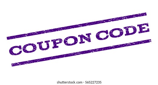 Coupon Code watermark stamp. Text tag between parallel lines with grunge design style. Rubber seal stamp with dust texture. Vector color ink imprint on a white background.