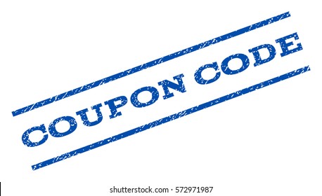 Coupon Code watermark stamp. Text caption between parallel lines with grunge design style. Rotated rubber seal stamp with scratched texture. Vector blue ink imprint on a white background.