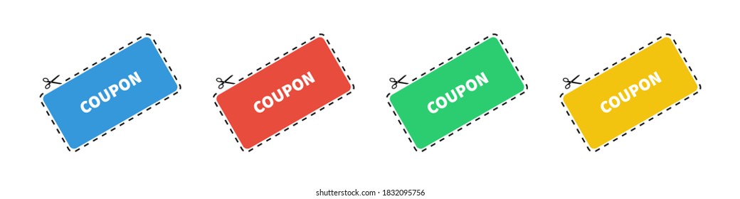 Coupon collection. Vector ticket cut or voucher set on white background.